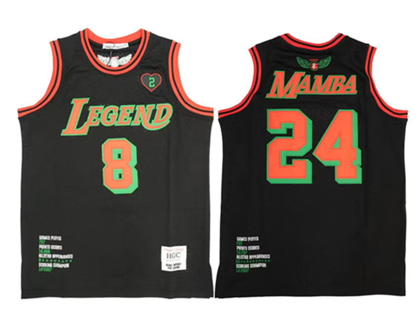 Men's Black/Red/Green Front #8 Back #24 Mamba Grinch Basketball Jersey